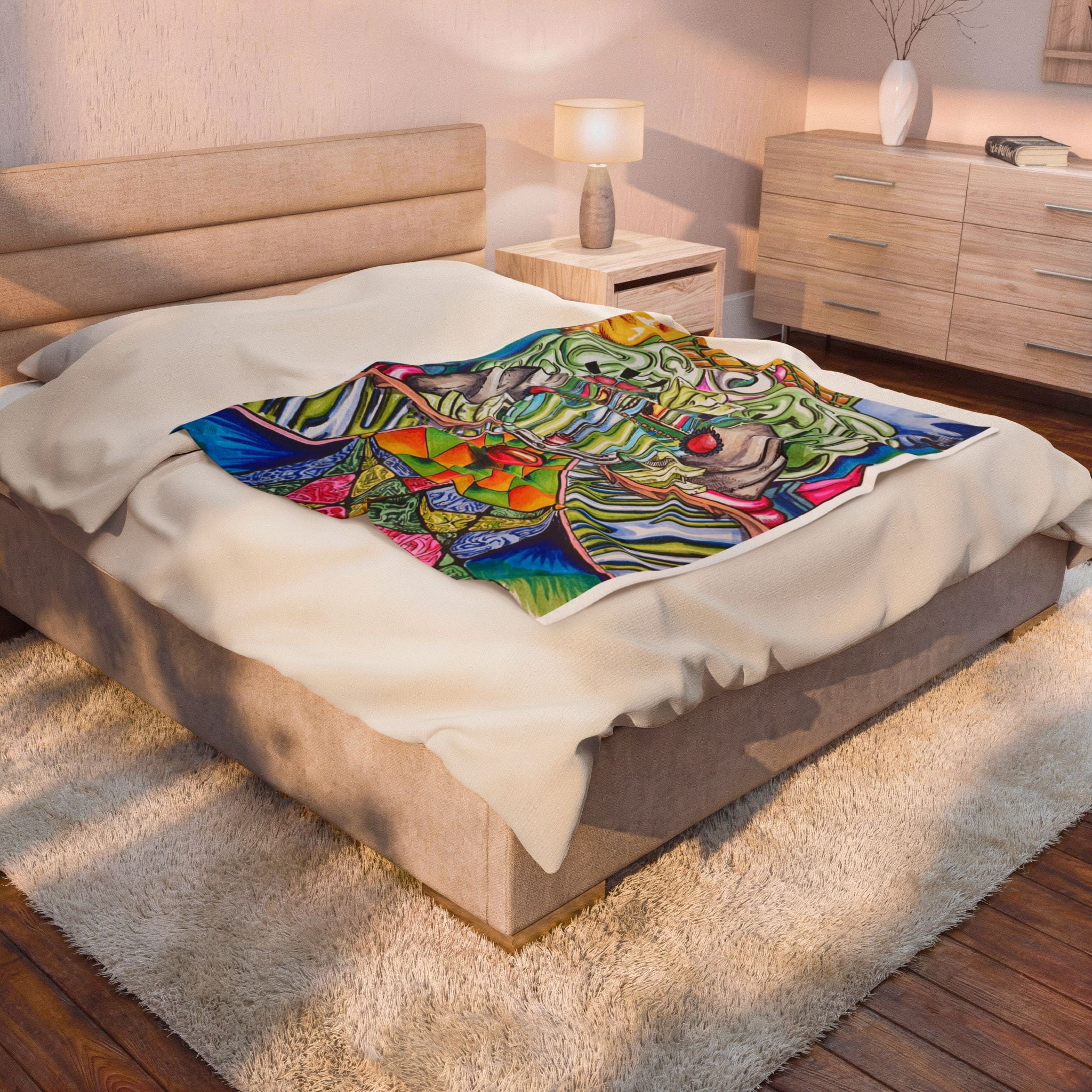 Colorful Psychedelic Velveteen Plush Blanket