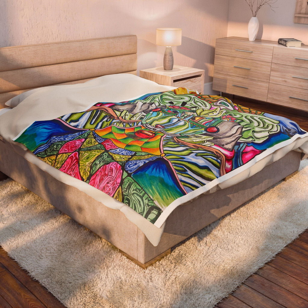 Colorful Psychedelic Velveteen Plush Blanket